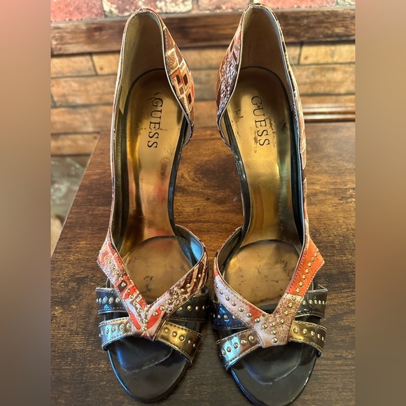 Guess Gwerinna-3 peep toe stiletto pumps size 9M - Picture 3 of 8